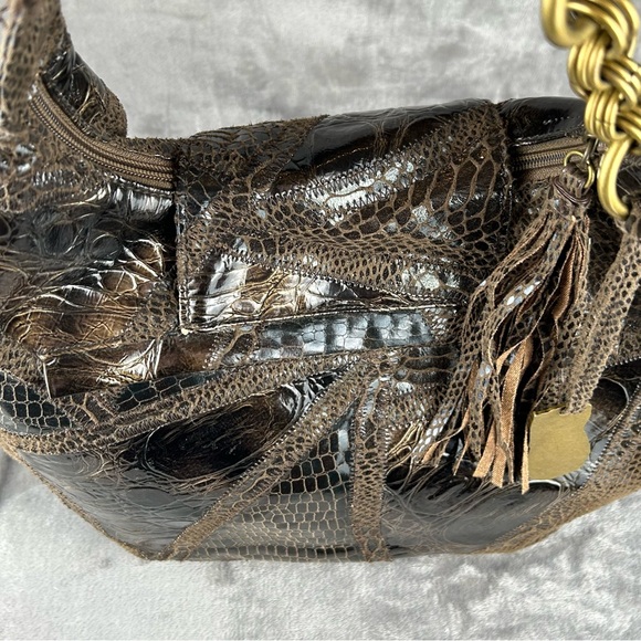 Carlos Falchi For Target Hobo Bag Womens Brown Faux Reptile Skin Purse Y2K - Picture 4 of 10